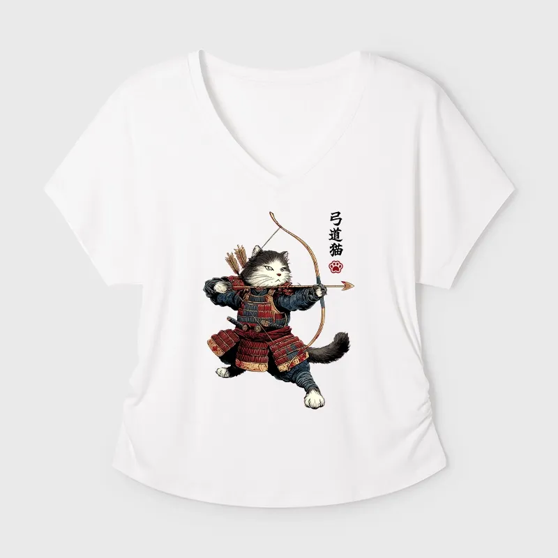 Tokyo-Tiger Kyudo Samurai Cat Modal Dolman Sleeve T-Shirt Sale