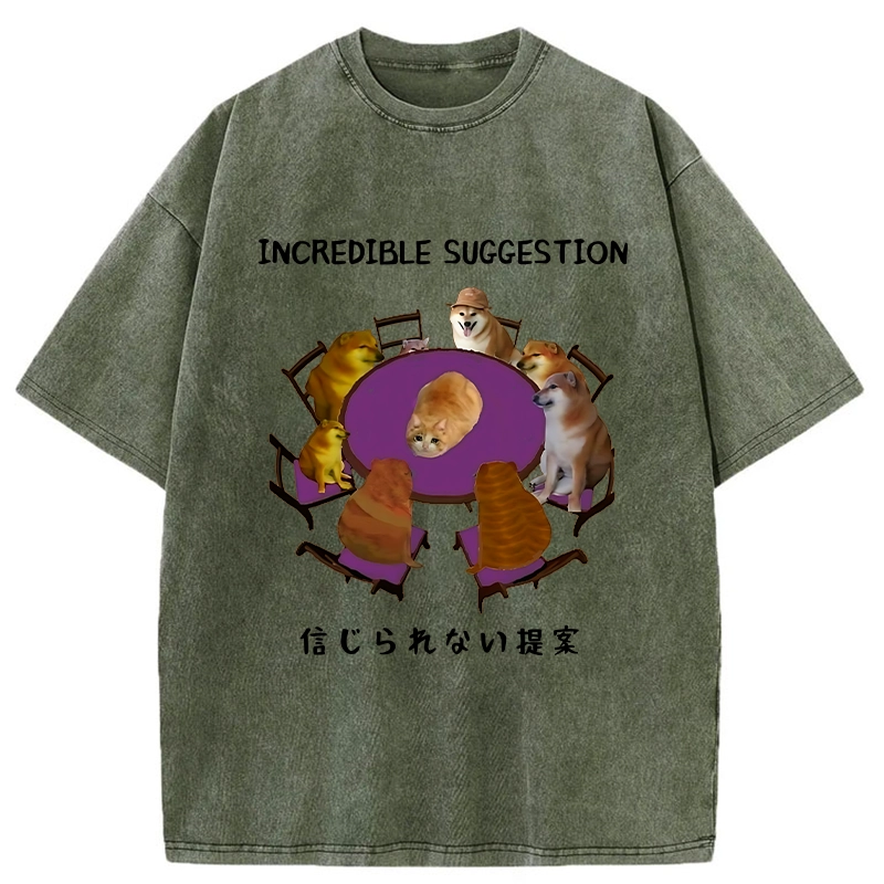 Tokyo-Tiger Funny Incredible Suggestion Washed T-Shirt