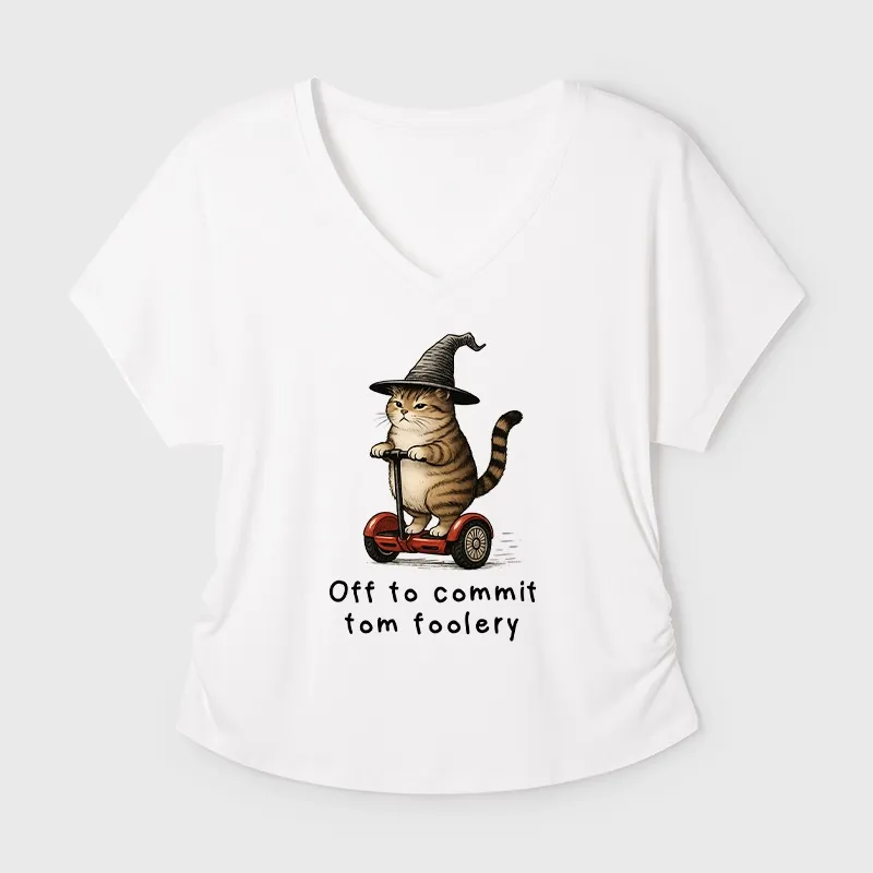 Tokyo-Tiger Orange Cat Riding Segway-style Modal Dolman Sleeve T-Shirt