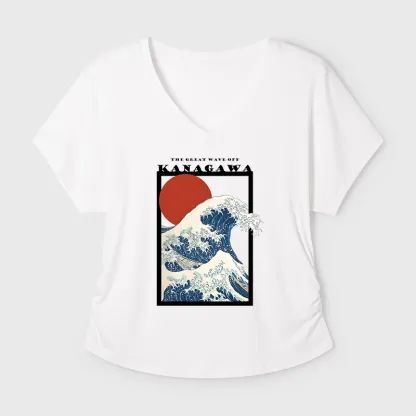 Tokyo-Tiger Minimalist Ukiyo-e Waves Modal Dolman Sleeve T-Shirt
