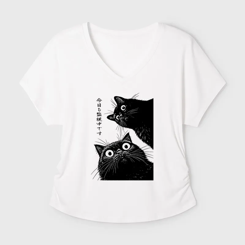 Tokyo-Tiger The Cat Is Watching Today Modal Dolman Sleeve T-Shirt Sale