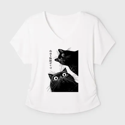 Tokyo-Tiger The Cat Is Watching Today Modal Dolman Sleeve T-Shirt