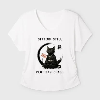 Tokyo-Tiger Sitting still plotting chaos Calming Zen Cat Funny Modal Dolman Sleeve T-Shirt