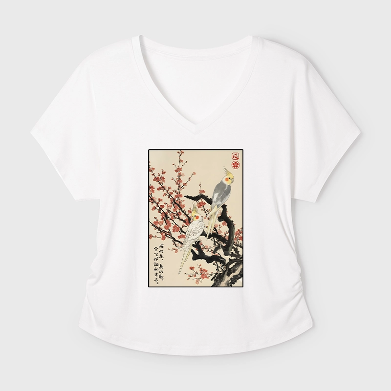 Tokyo-Tiger Whispers of Silent Blossoms Modal Dolman Sleeve T-Shirt