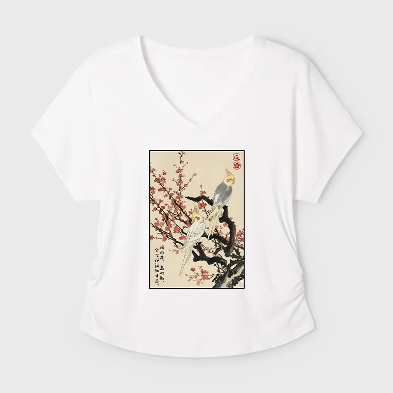 Tokyo-Tiger Whispers of Silent Blossoms Modal Dolman Sleeve T-Shirt