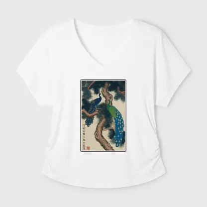 Tokyo-Tiger Peacocks in Snowy Pines Modal Dolman Sleeve T-Shirt