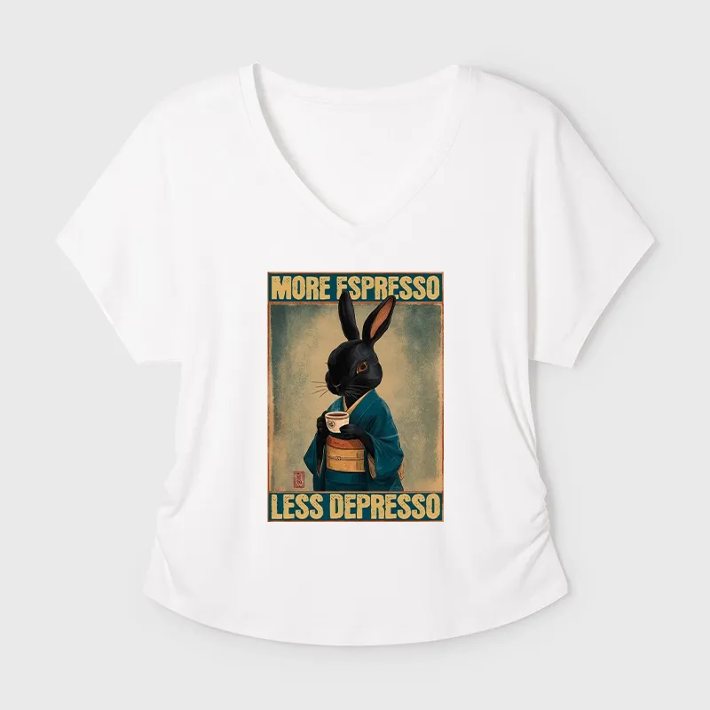 Tokyo-Tiger More Espresso Less Depresso Rabbit Modal Dolman Sleeve T-Shirt
