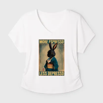 Tokyo-Tiger More Espresso Less Depresso Rabbit Modal Dolman Sleeve T-Shirt