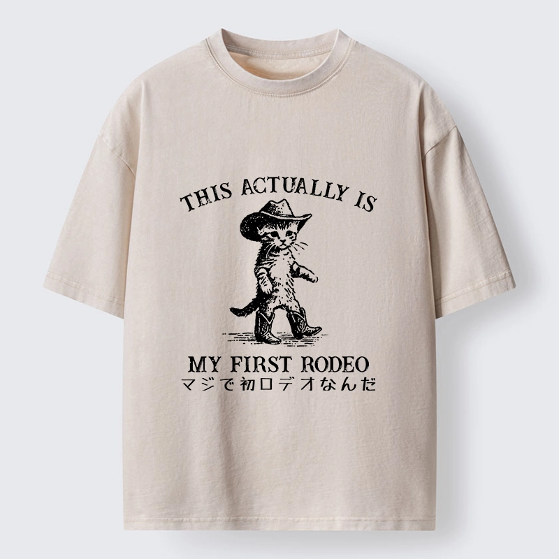 Tokyo-Tiger This Is My First Rodeo Cat Style Washed T-Shirt