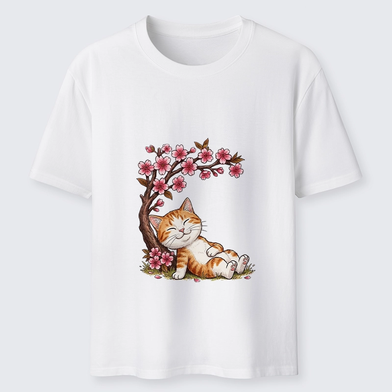 Tokyo-Tiger Cat Sleeps Under Sakura Classic T-Shirt