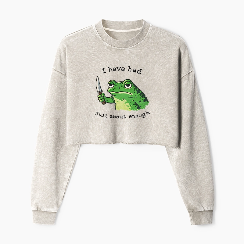Tokyo-Tiger Impatient Frog Washed Crop Sweatshirt