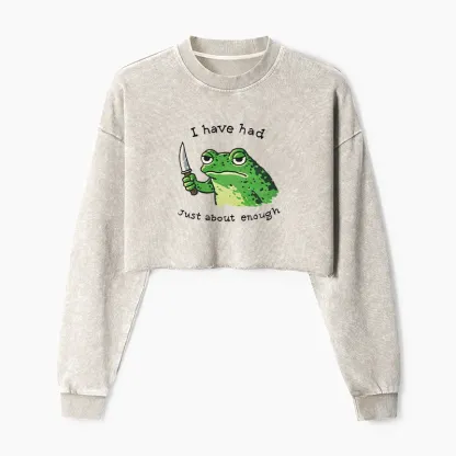 Tokyo-Tiger Impatient Frog Washed Crop Sweatshirt
