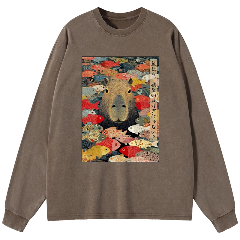 Tokyo-Tiger Am I Too Lovable? Washed Long Sleeve T-Shirt