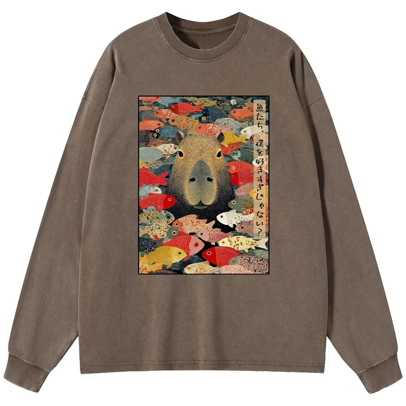 Tokyo-Tiger Am I Too Lovable? Washed Long Sleeve T-Shirt