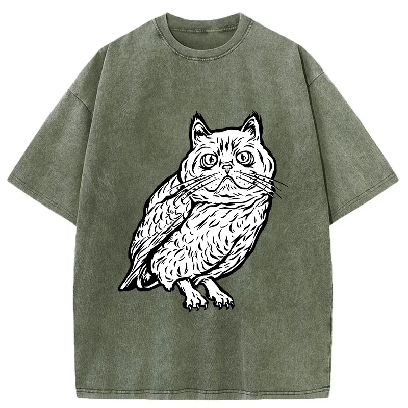 Tokyo-Tiger Cute Japanese Owl Washed T-Shirt