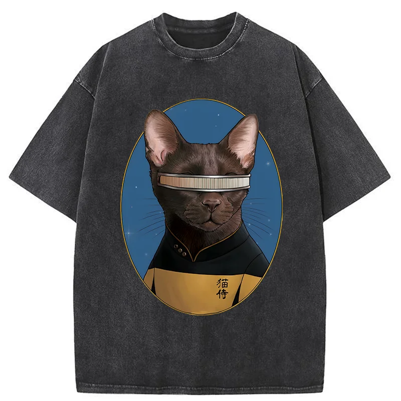 Tokyo-Tiger Star Cat Waiter Washed T-Shirt