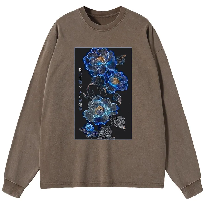 Tokyo-Tiger The Sea Of Flowers In The Darkness Washed Long Sleeve T-Shirt