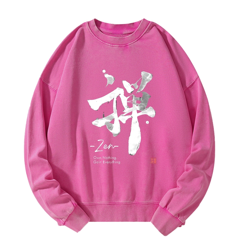 Tokyo-Tiger Zen Texts Washed Sweatshirt