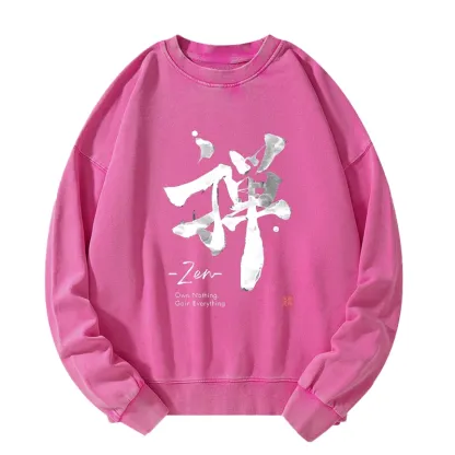Tokyo-Tiger Zen Texts Washed Sweatshirt