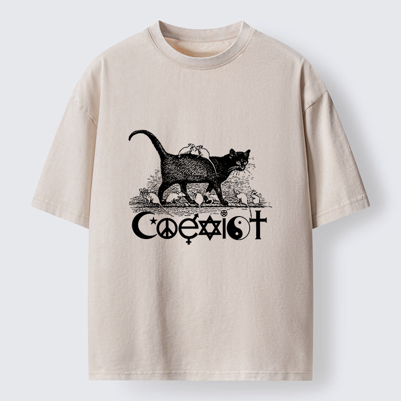 Tokyo-Tiger Coexist Funny Washed T-Shirt