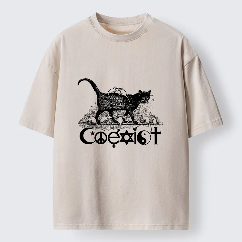 Tokyo-Tiger Coexist Funny Washed T-Shirt