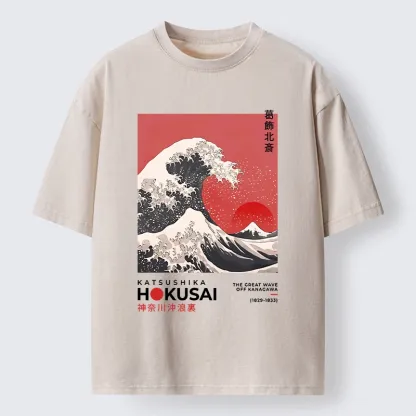 Tokyo-Tiger Mount Fuji Beneath the Wave Washed T-Shirt