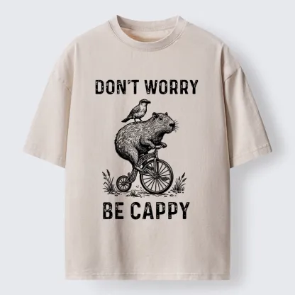 Tokyo-Tiger Happy Capybara on Wheels Washed T-Shirt