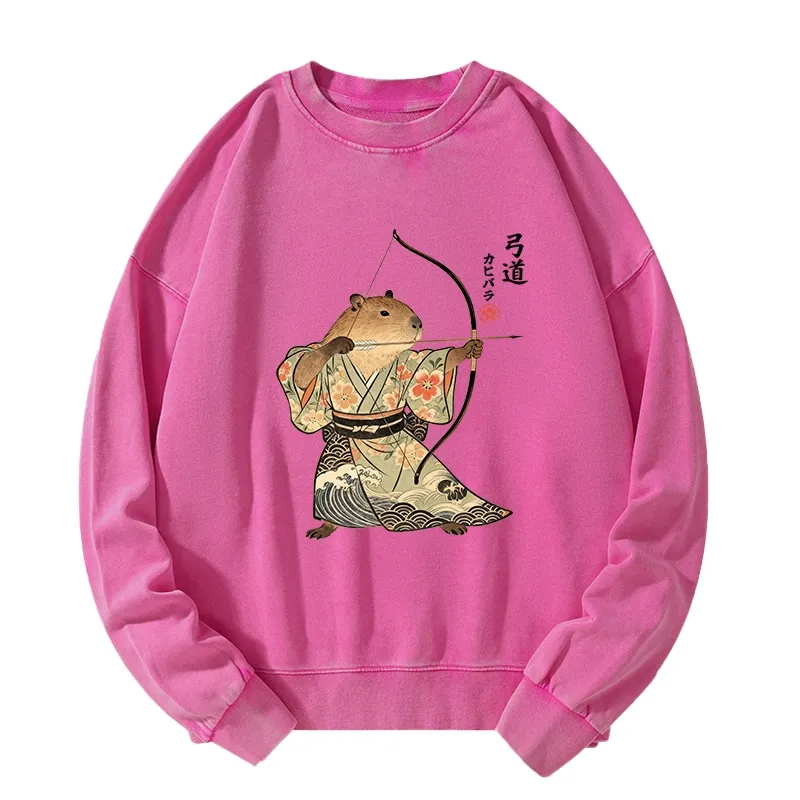 Tokyo-Tiger Capybara Archery Washed Sweatshirt