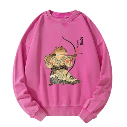 Tokyo-Tiger Capybara Archery Washed Sweatshirt