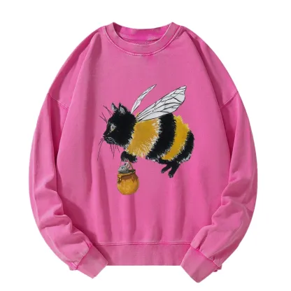 Tokyo-Tiger Catbee Funny Washed Sweatshirt