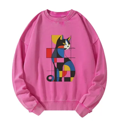 Tokyo-Tiger Mondrian Cat Washed Sweatshirt