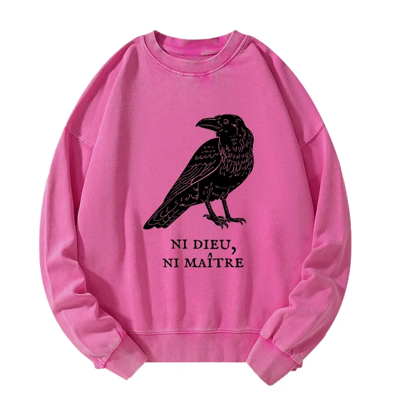 Tokyo-Tiger Crow Have A Strong Sense Of Self Washed Sweatshirt