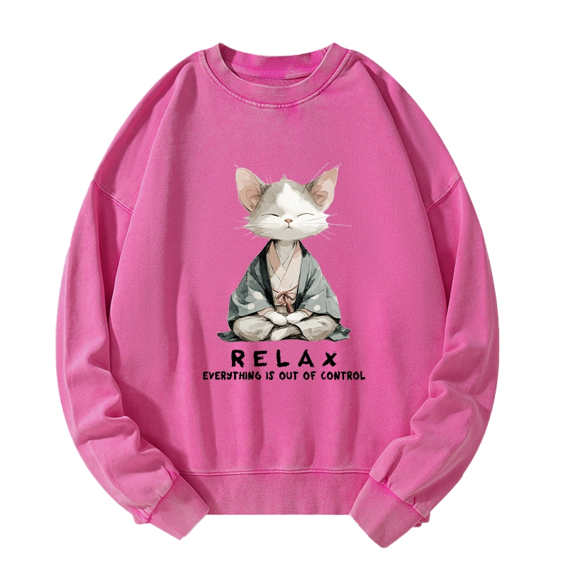 Tokyo-Tiger Zen Cat Relaxation，Everything's Out Of Control Washed Sweatshirt