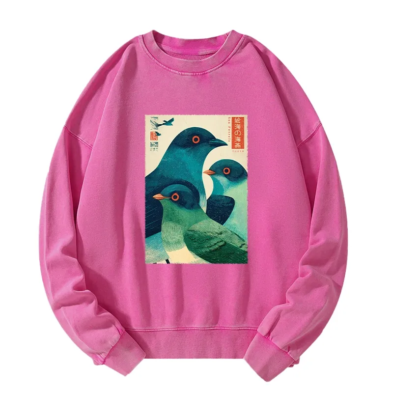 Tokyo-Tiger Petrels Of The Painted Sea Washed Sweatshirt