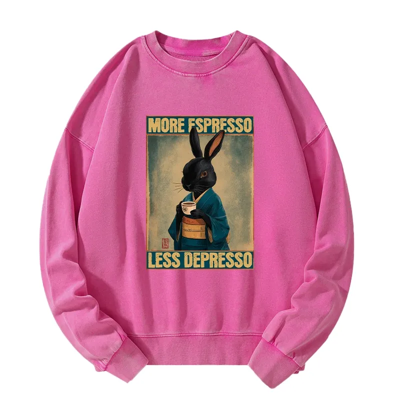 Tokyo-Tiger More Espresso Less Depresso Rabbit Washed Sweatshirt
