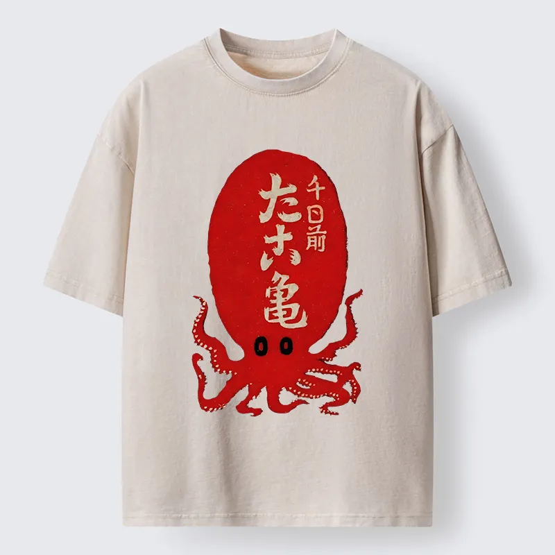 Tokyo-Tiger Retro Octopus Washed T-Shirt