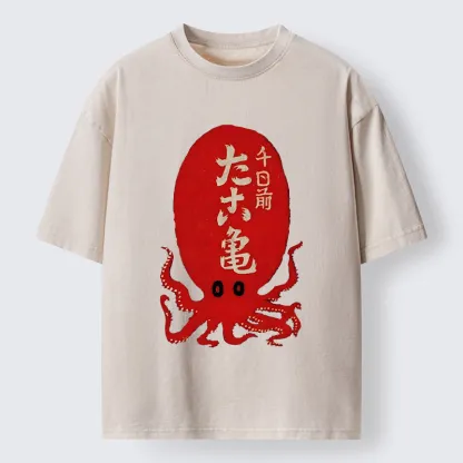 Tokyo-Tiger Retro Octopus Washed T-Shirt