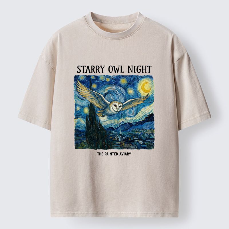 Tokyo-Tiger Owls In The Night Washed T-Shirt