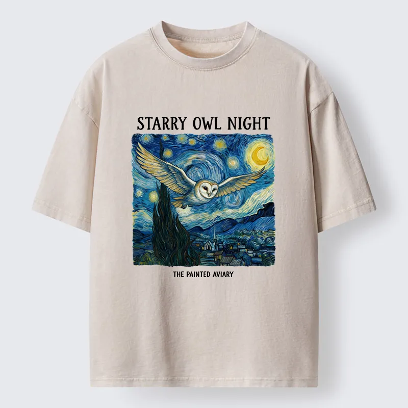 Tokyo-Tiger Owls In The Night Washed T-Shirt