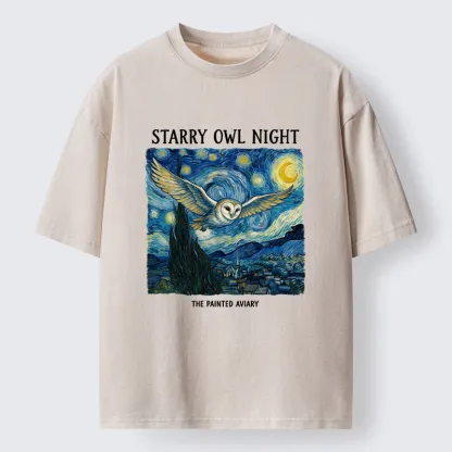 Tokyo-Tiger Owls In The Night Washed T-Shirt