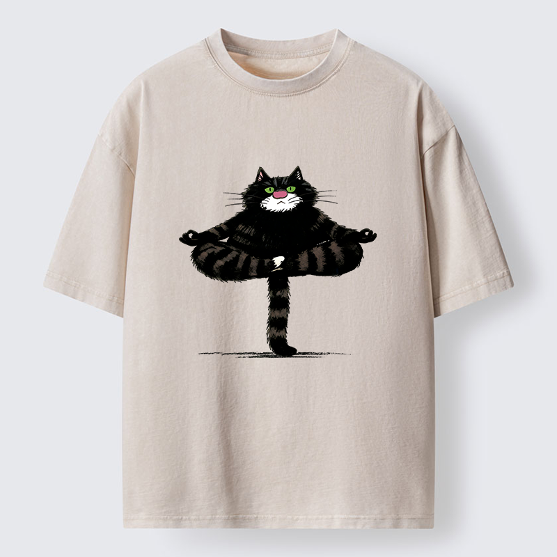 Tokyo-Tiger Cats Use Their Tails For Support Washed T-Shirt