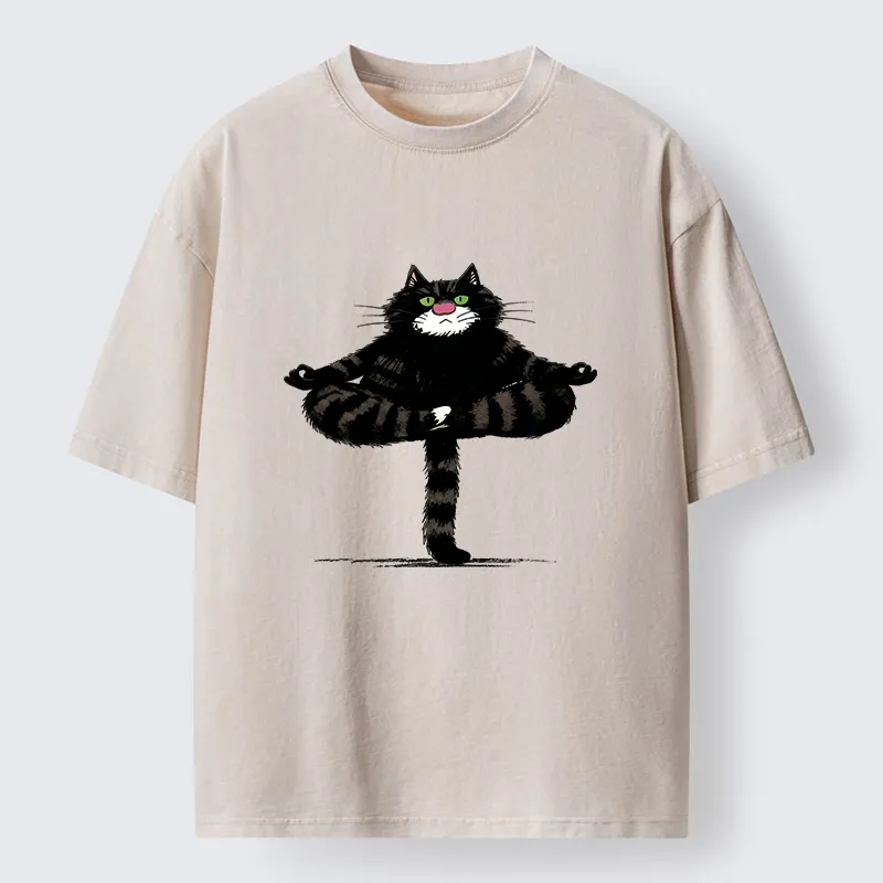 Tokyo-Tiger Cats Use Their Tails For Support Washed T-Shirt