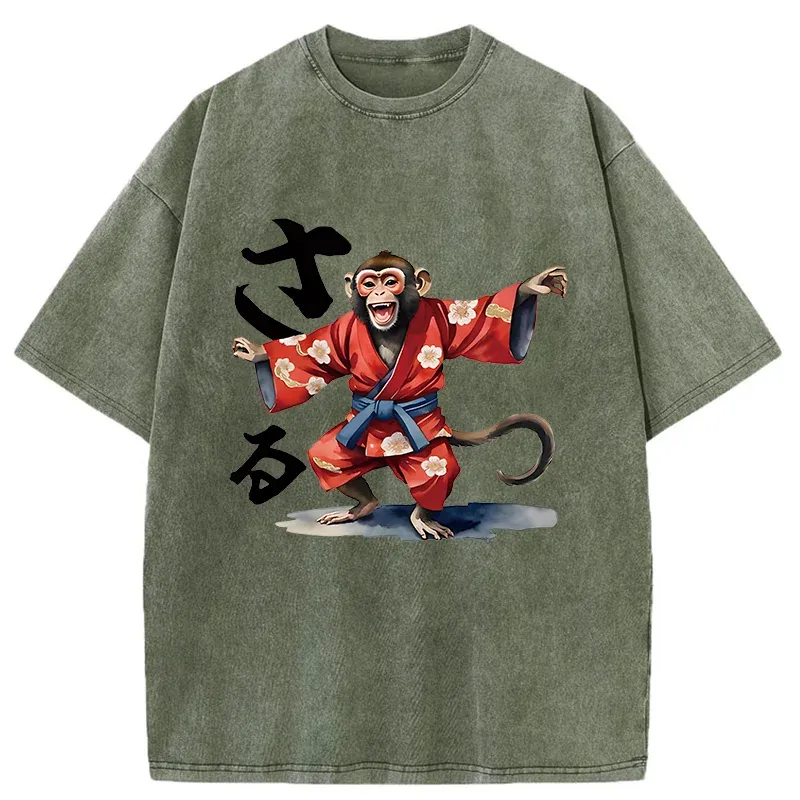 Tokyo-Tiger Dancing Monkey Washed T-Shirt