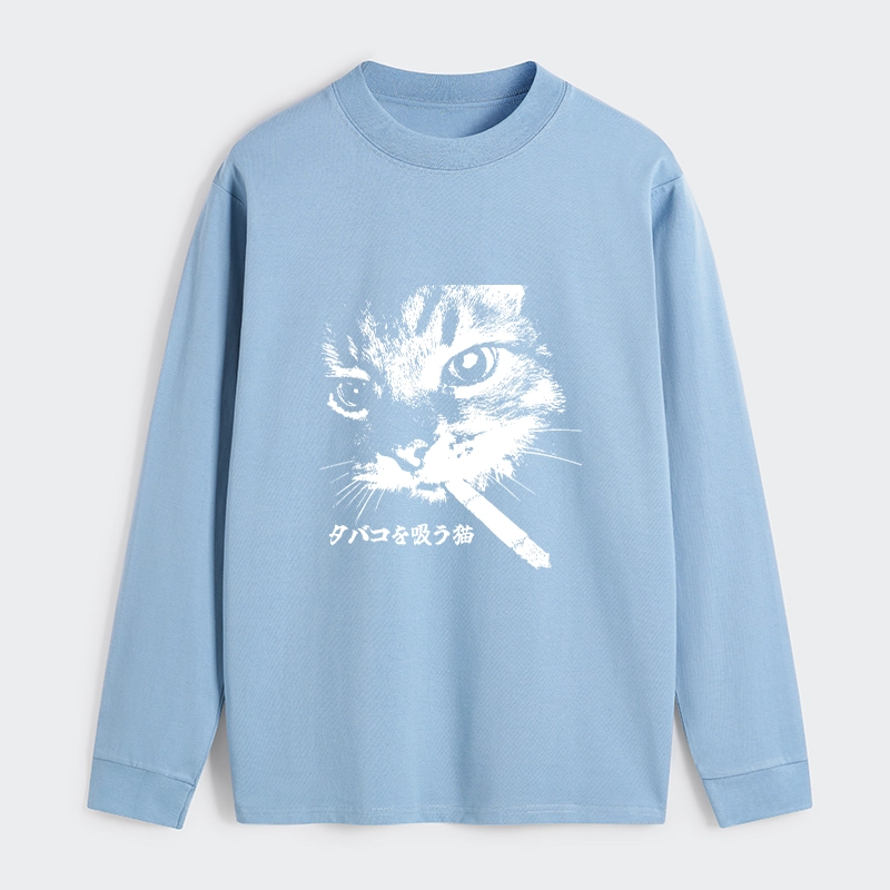 Tokyo-Tiger Retro Cat Smoking Classic Long Sleeve T-Shirt