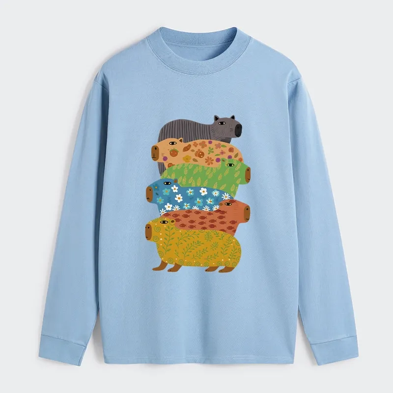 Tokyo-Tiger Colorful Capybaras Classic Long Sleeve T-Shirt