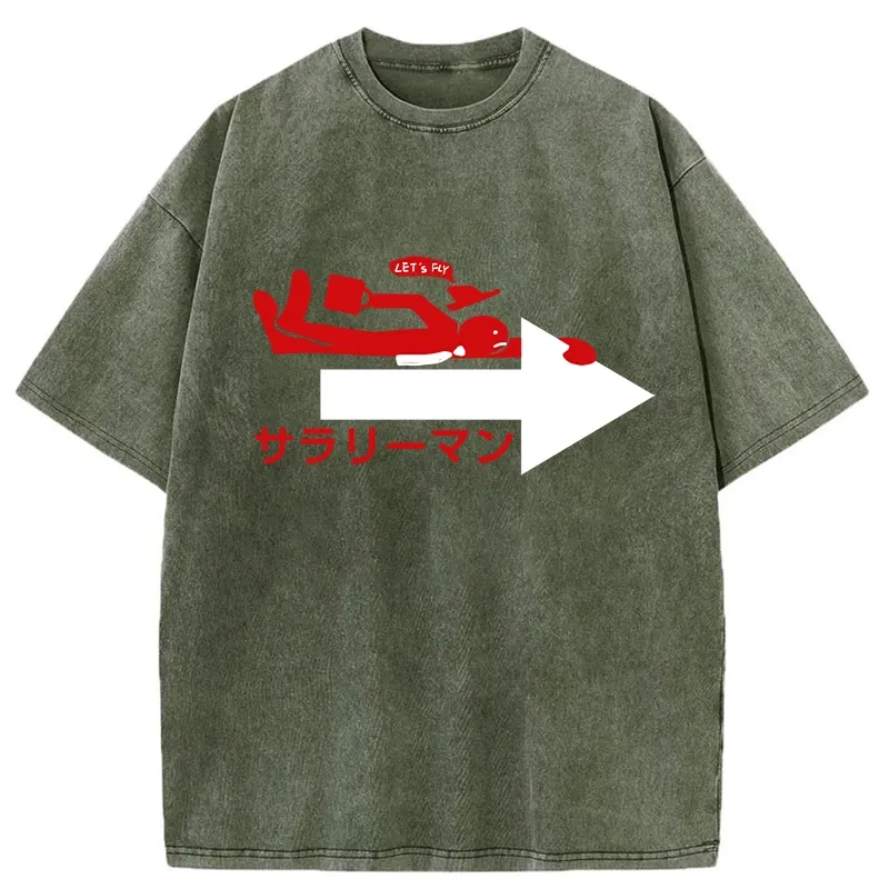 Tokyo-Tiger Let's Fly Salaryman Washed T-Shirt