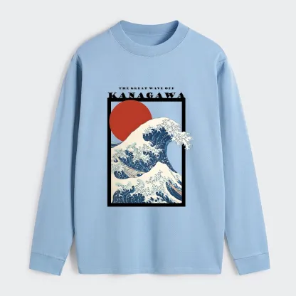 Tokyo-Tiger Minimalist Ukiyo-e Waves Classic Long Sleeve T-Shirt