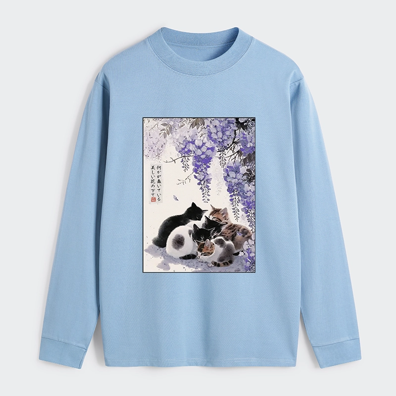 Tokyo-Tiger Cats plotting under the wisteria Classic Long Sleeve T-Shirt