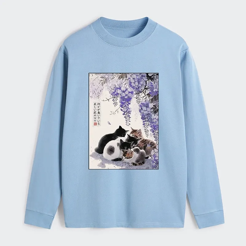 Tokyo-Tiger Cats plotting under the wisteria Classic Long Sleeve T-Shirt