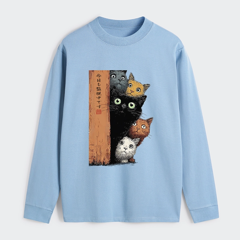 Tokyo-Tiger Five Cats Are Watching You Classic Long Sleeve T-Shirt